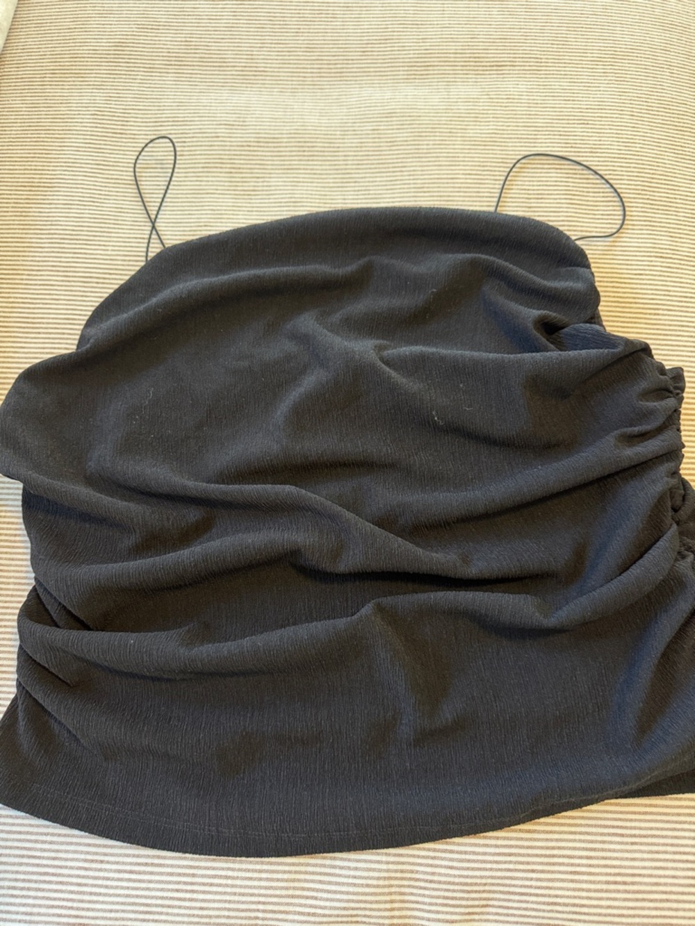 H&M Black Strapless Ruched Knit Top